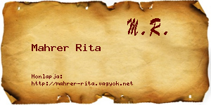 Mahrer Rita névjegykártya